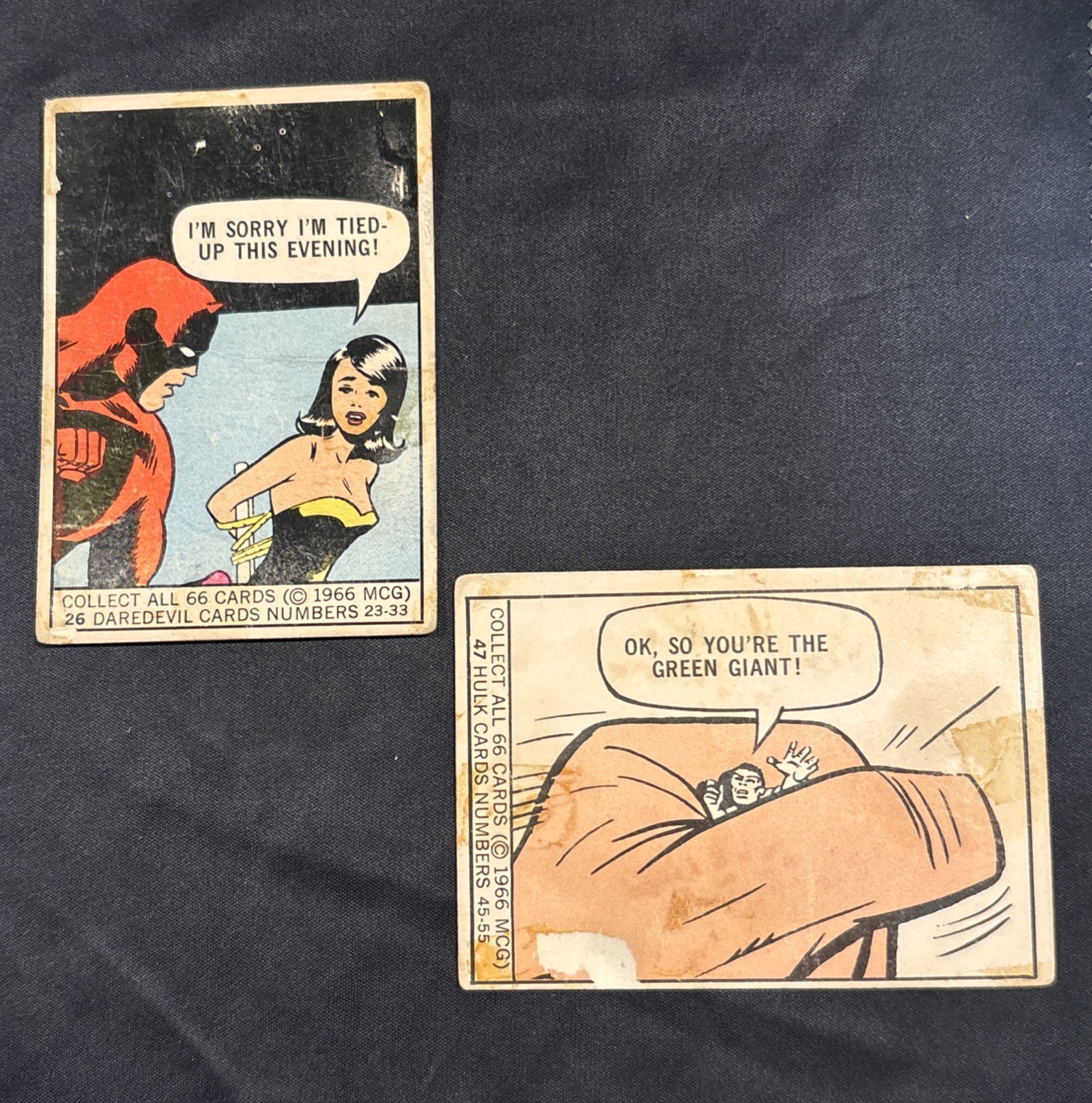 1966 Donruss Marvel Super Heroes #47 HULK & # 26 DAREDEVIL POOR See Pics
