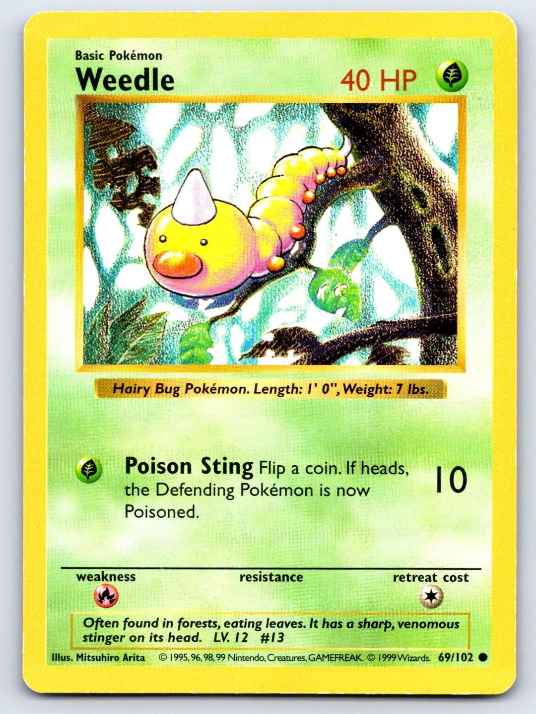 WEEDLE 69/102 SET BASE COMUNE POKEMON SENZA OMBRE ILLIMITATO