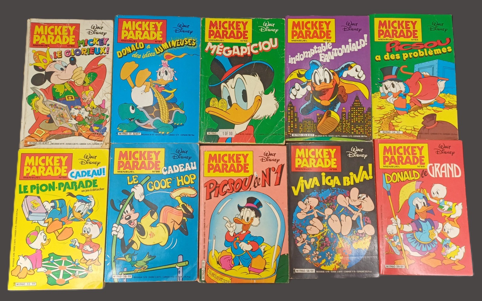 Lot de 10 numéros MICKEY PARADE 1984 du n°50 au n°59