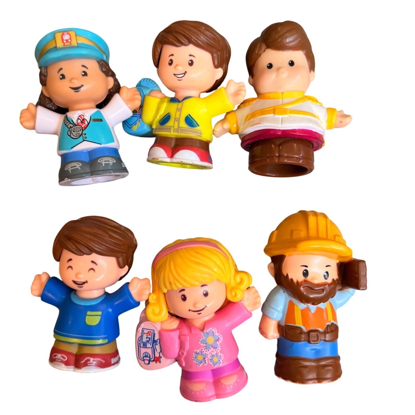 Lotto 6 Figurine Fisher Price Little People Operaio Edile Direttore Principe