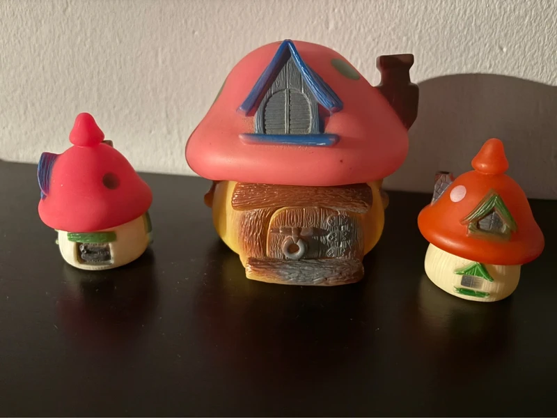 Pack 3 casitas seta Pitufos retro