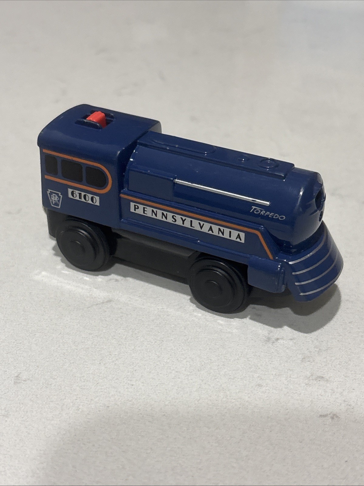 Vintage 1998 Learning Curve Wooden Railway Pennsylvania Torpedo Train Tested!
