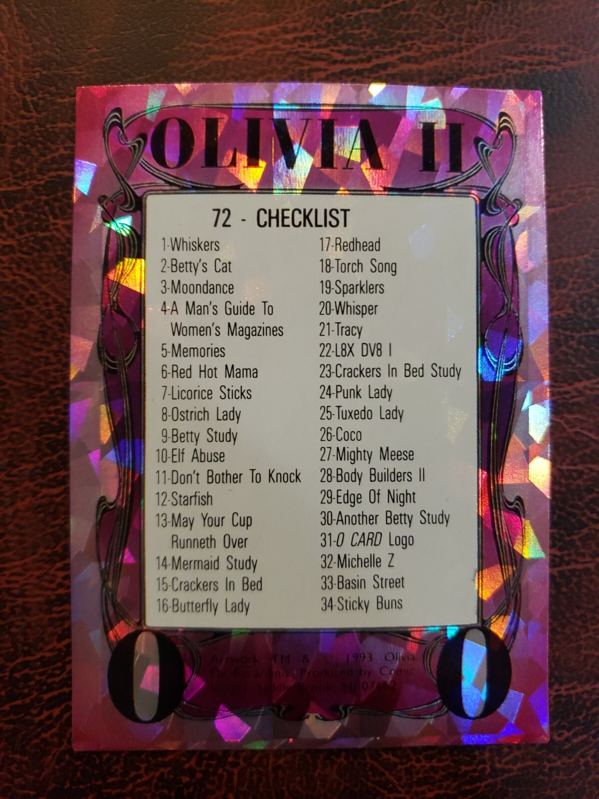1993 Olivia Series 2 Comic Images All Prism 72 Card Set De Bernardino Plus Promo