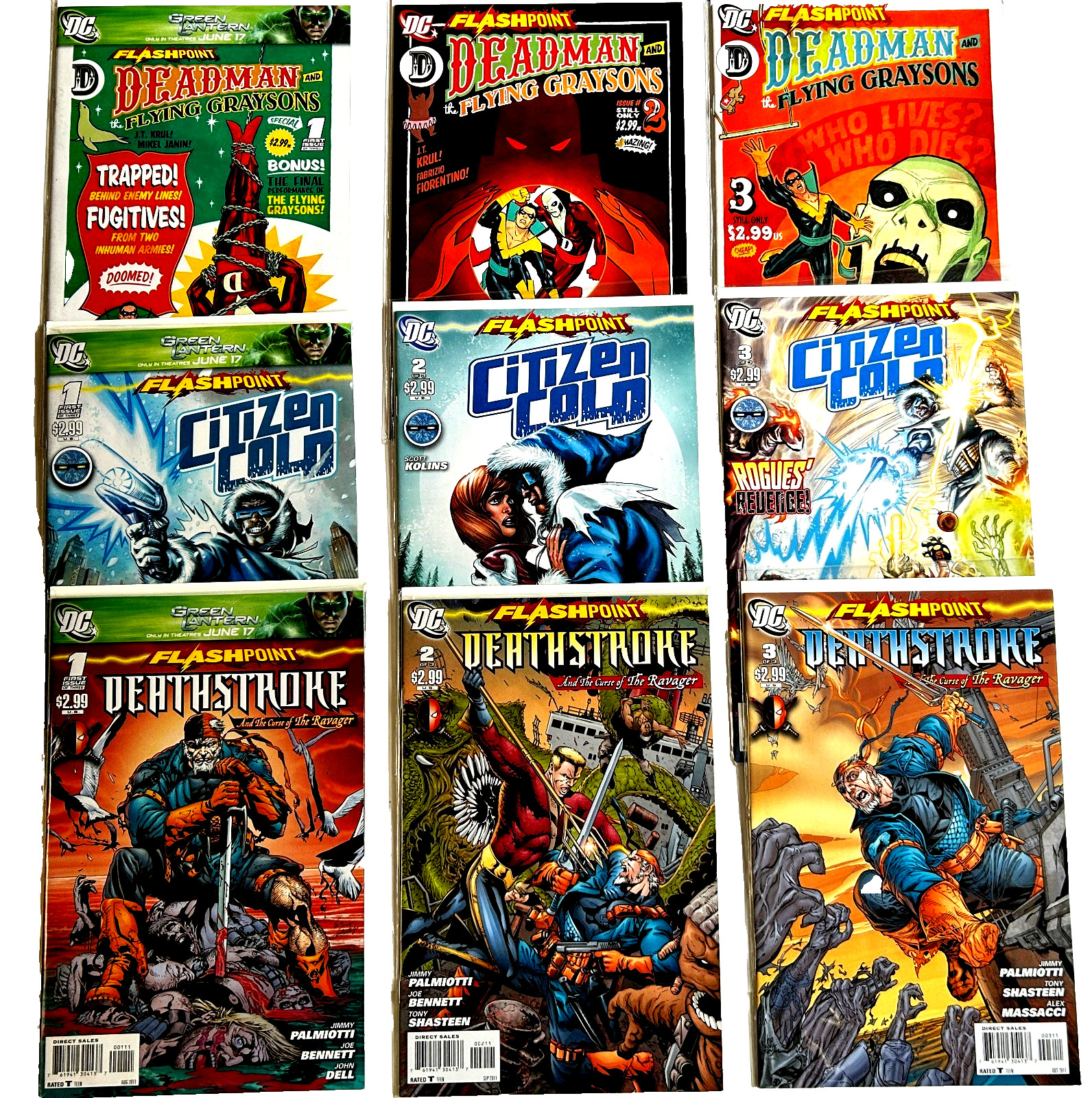 FLASHPOINT: 3 MINISERIE: DEADMAN, CITIZEN COLD & DEATHSTROKE - 9 FUMETTI QUASI NUOVI