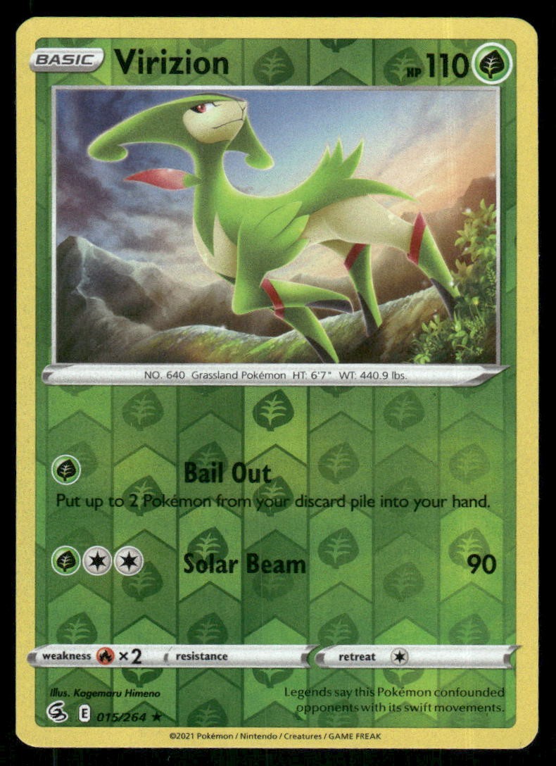 Virizion 015/264 Raro Fusion Strike Pokemon Reverse Holo Near Mint