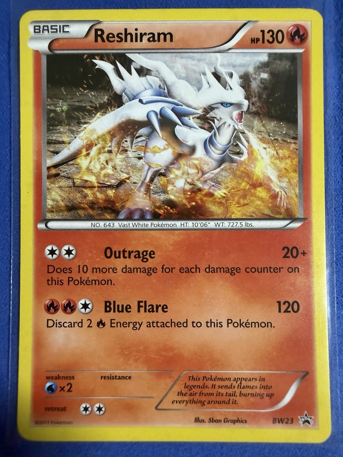 Reshiram BW23 Black Star Promo Holo Pokemon TCG 2011 leggendario quasi nuovo