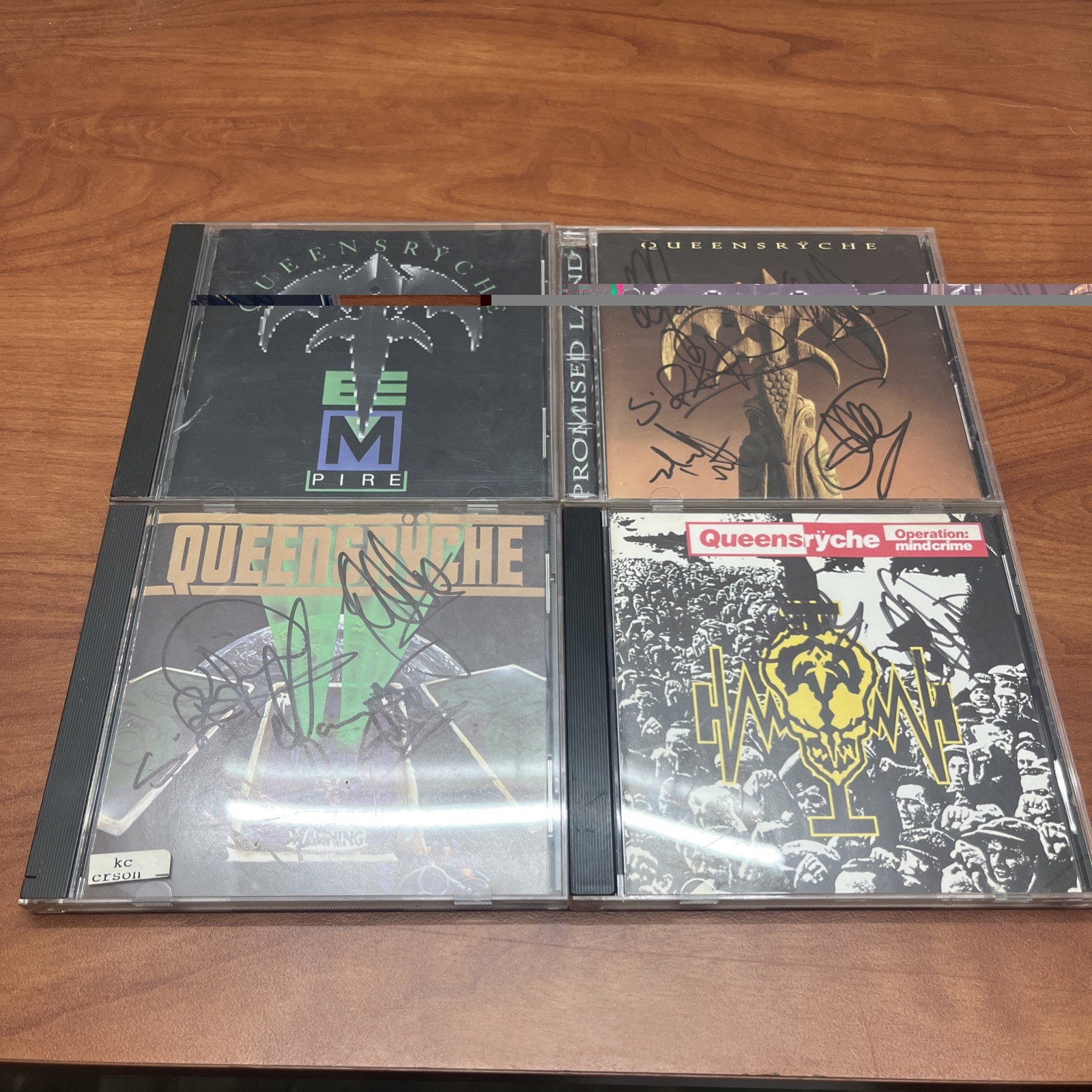 Queensryche 4 CD Lot AUTOGRAPHED Warning/Empire/Operation Mindcrime/Promised Lan