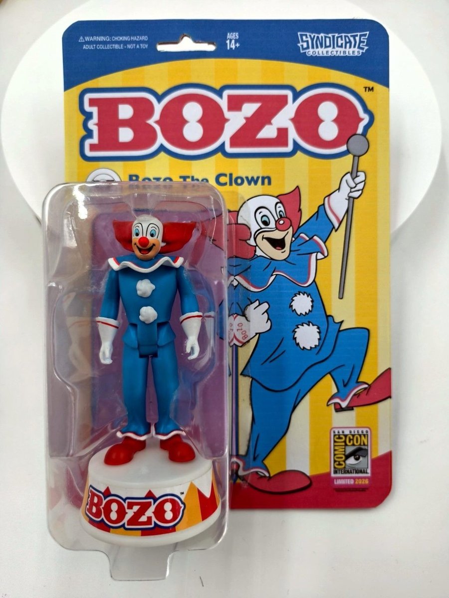 SDCC 2026 Bozo il Clown Action Figure Syndicate Collectibles Nuovo Esclusivo