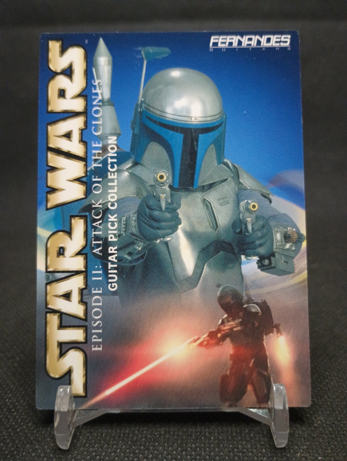 Rarissima scheda lista di controllo Fernandes Star Wars Guitar Picks 2001 Jango Fett 