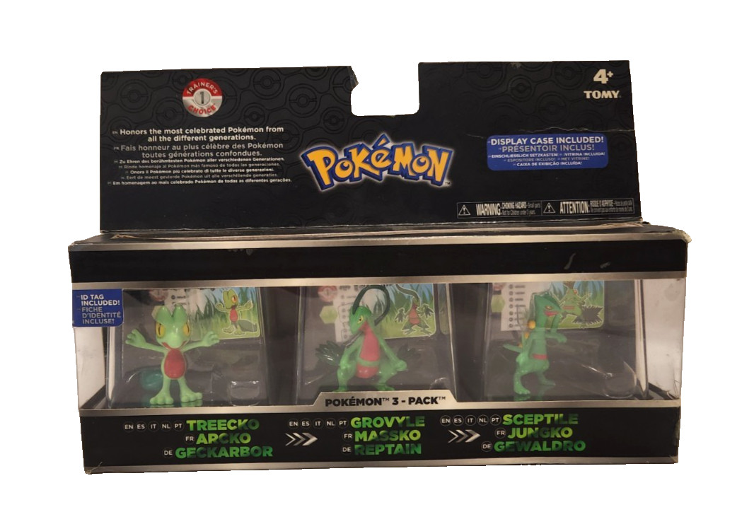 Pokemon Tomy 3 Pack Figures Treecko Grovyle Sceptile NEW RARE Toys Display Case