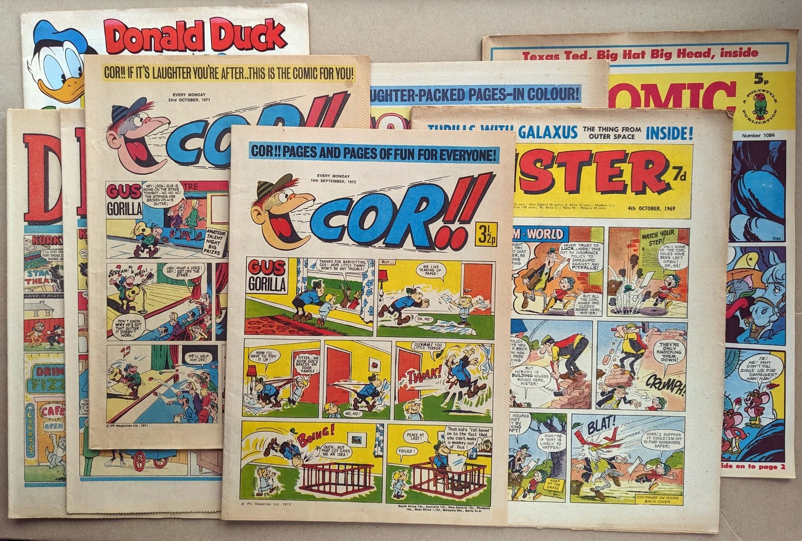 7x UK Weeklies 1969-84: BUSTER KNOCKOUT COR TV FUMETTO DANDY DONALD DUCK