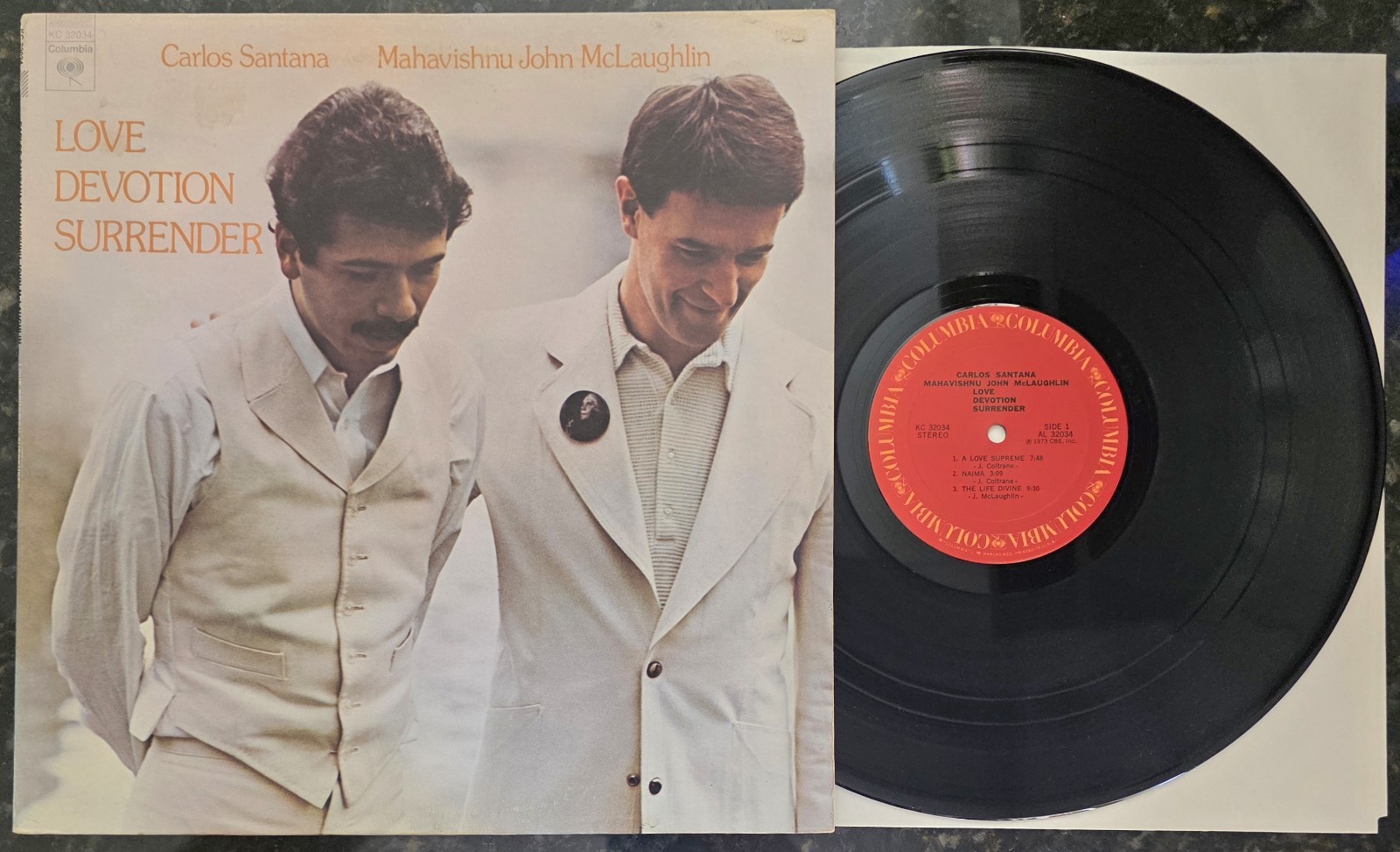 Santana Mahavishnu McLaughlin Love Devotion 1973 KC 32034 Vinyl LP VTG Record 