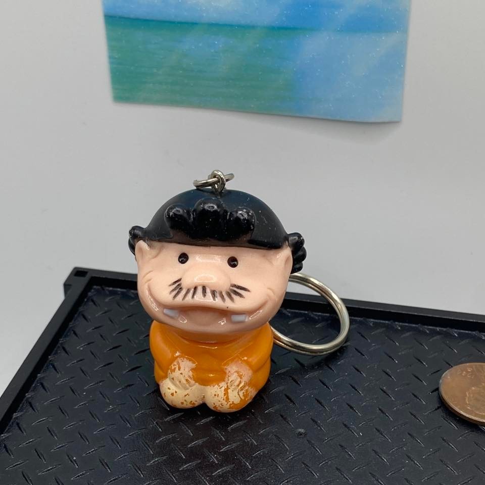 Portachiavi Vintage Sazaebon Morbido Vinile Figura Sazae-san Tensai Bakabon Giappone Anime