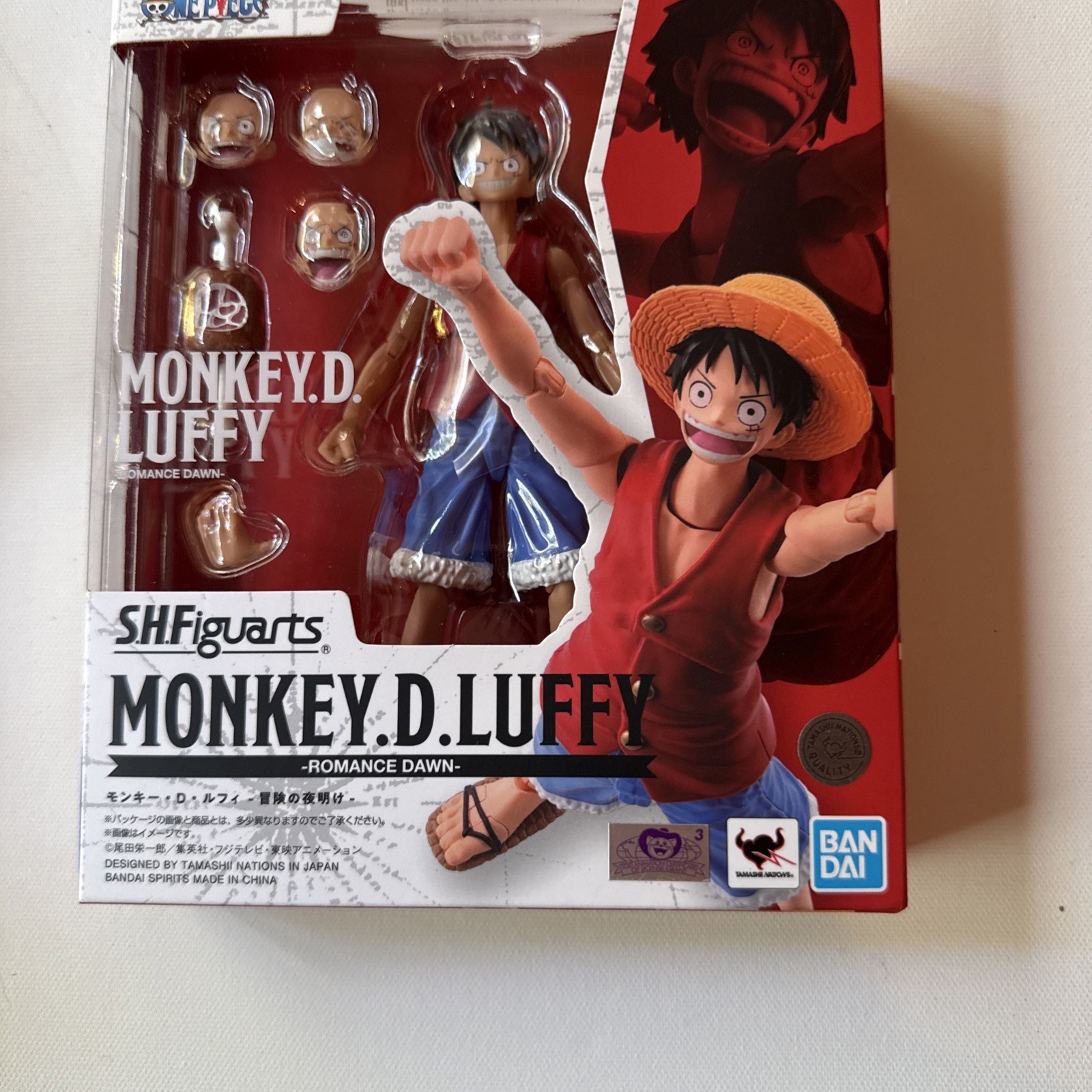 S.H.Figuarts ONE PIECE Monkey D. Rufy Romance Dawn TAMASHII NAZIONI Giappone Nuovo