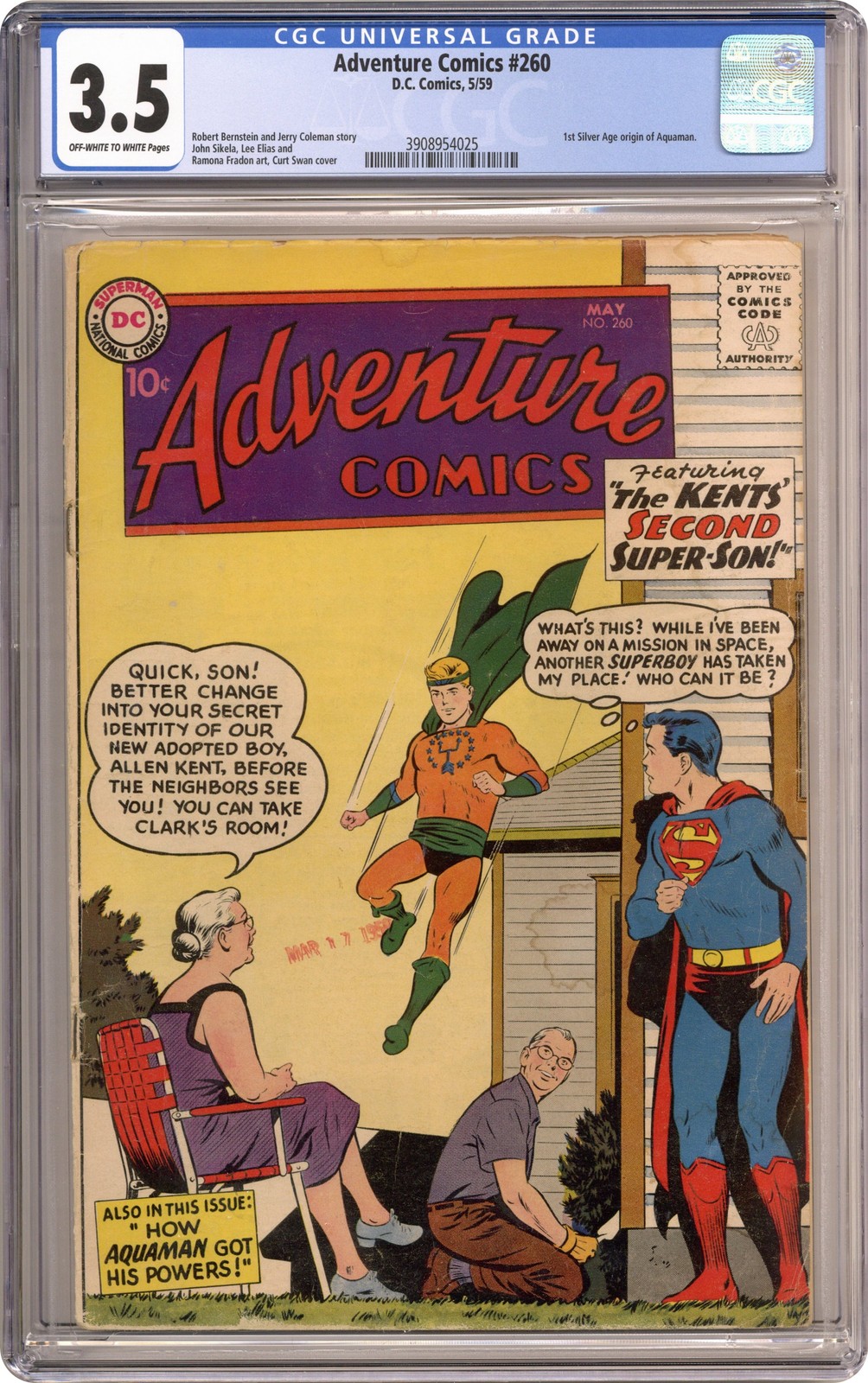 Adventure Comics #260 CGC 3.5 1959 3908954025 1° Silver Age origine di Aquaman