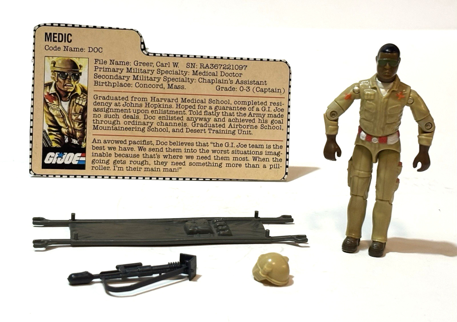 1983 GI Joe Doc v1 100% completo con cartellino tagliato Medic Hasbro ARAH