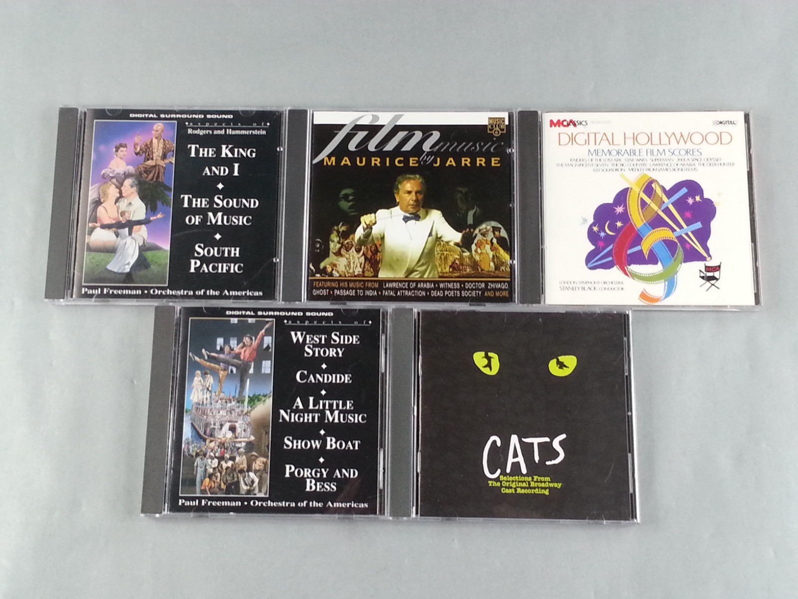 5 CD Lot Soundtrack King & I Sound Music West Side Story Cats Show Boat Candide