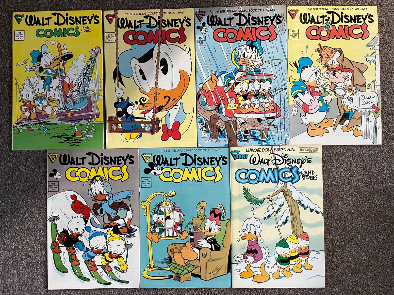 Walt Disney's Comics & Stories #512, 523, 524, 526, 528, 531 & 547, VGC, ‘86-90