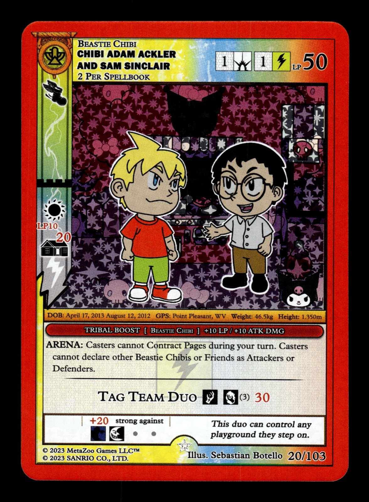 Chibi Adam Ackler Sam Sinclair 20/103 MetaZoo Kuromi's Cryptid Carnival Holo