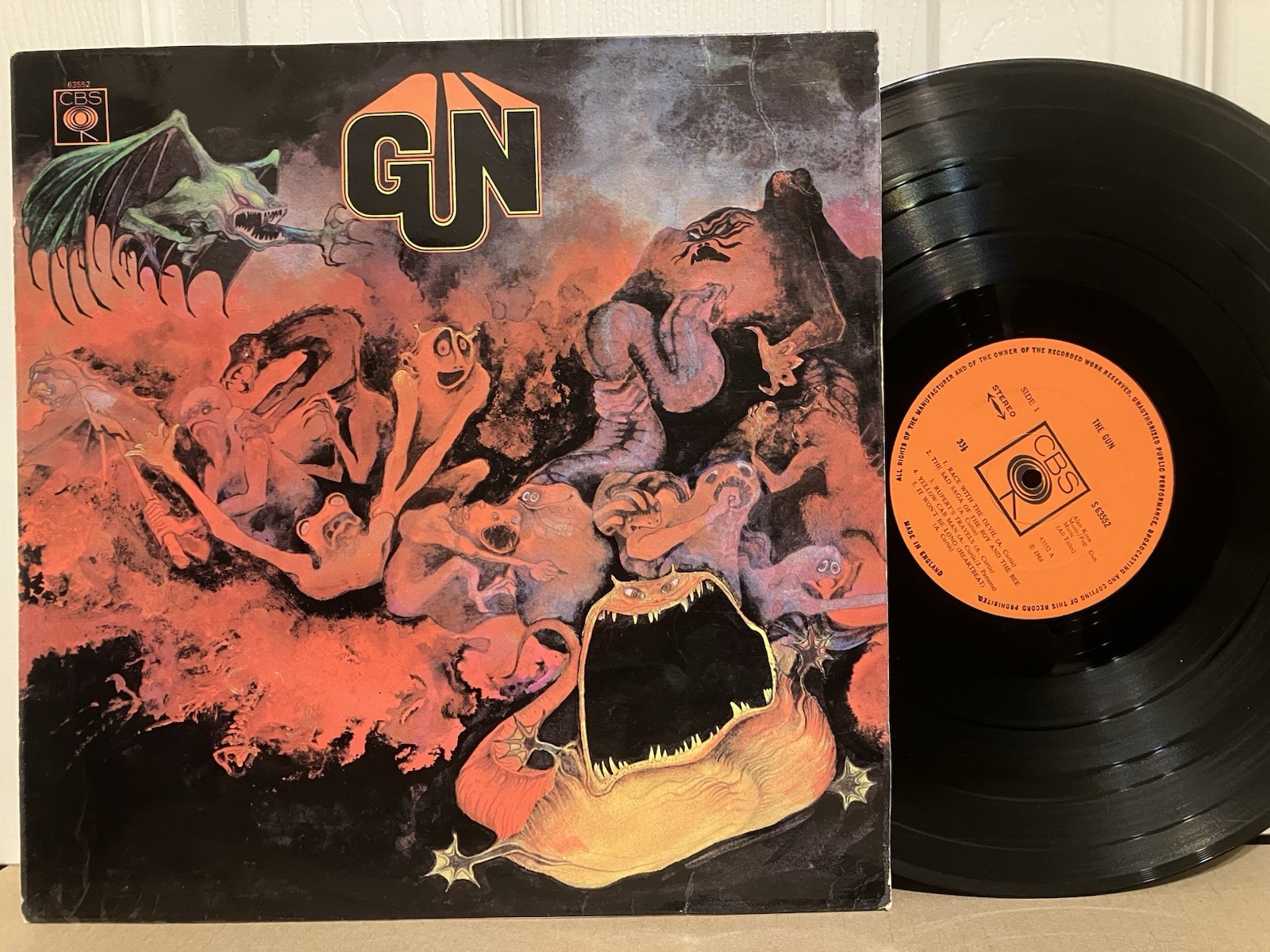 GUN - Self Titled UK Orange Label Vinyl LP Psych Rock Has Warp See Description