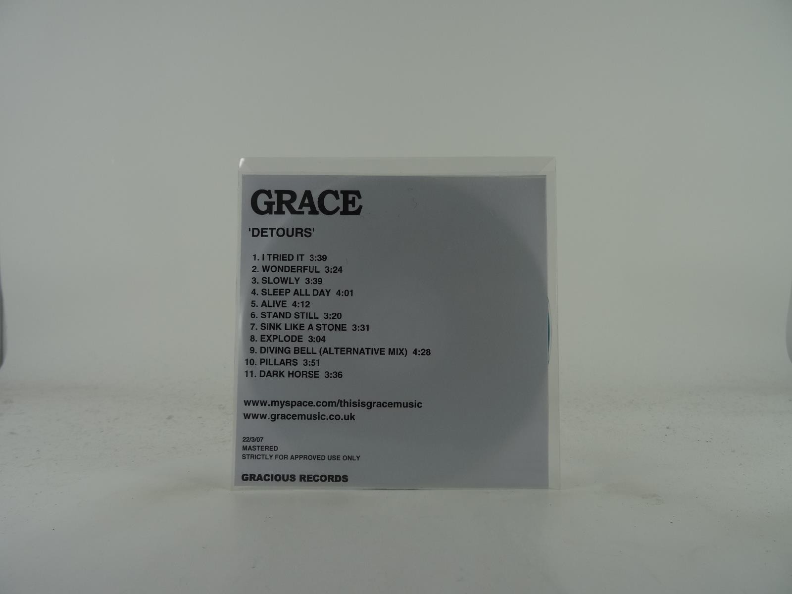 GRACE DETOURS (215) 11 Track Promo CD Album plus White Sleeve GRACIOUS RECORDS
