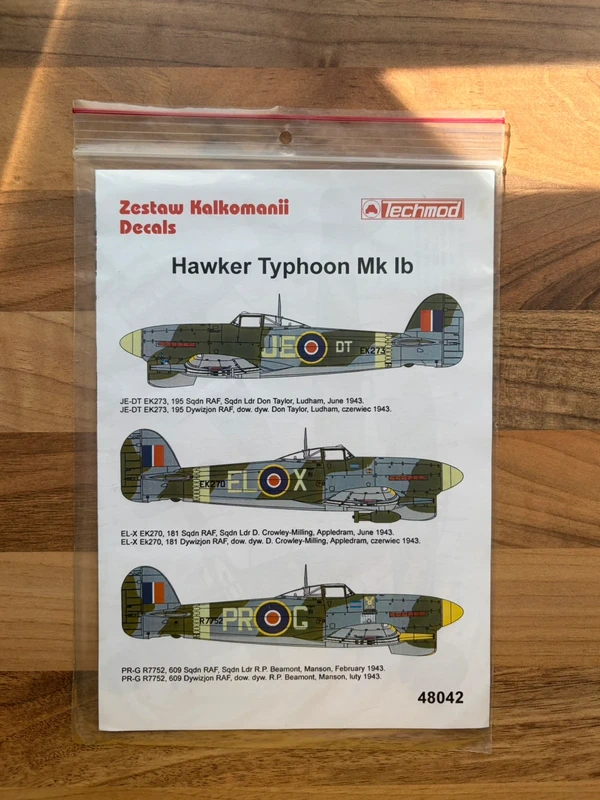 Maquette Techmod Decals Hawker Typhoon IB 1/48