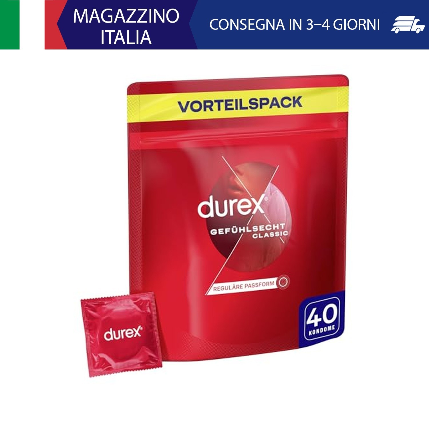 Durex Contatto Comfort Preservativi Sottili (0,055 mm) ad Alta Sensibilità, Maxi