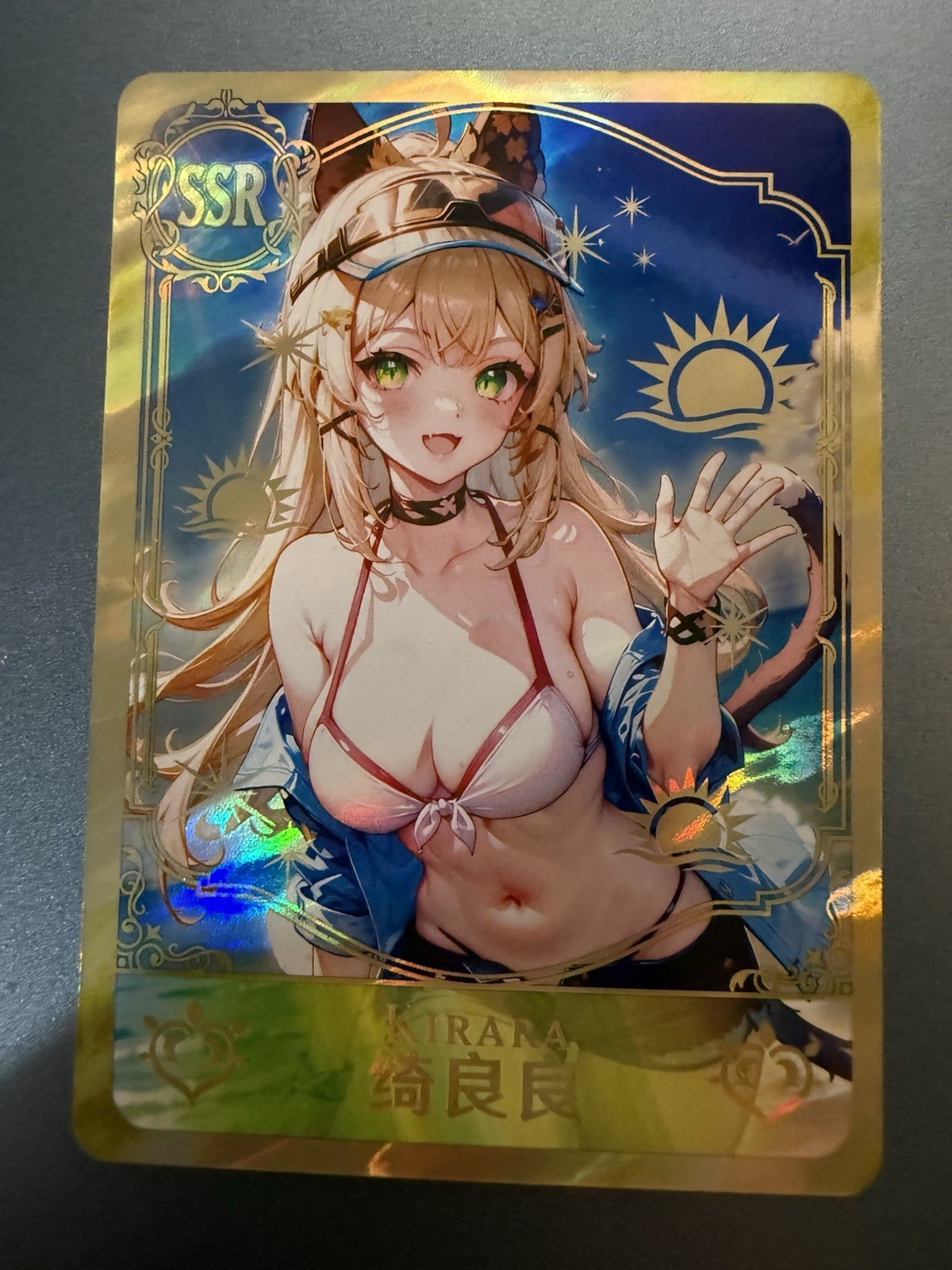 Carta Holo Goddess Story Kira SSR Genshin Impact Anime Waifu Gold Foil