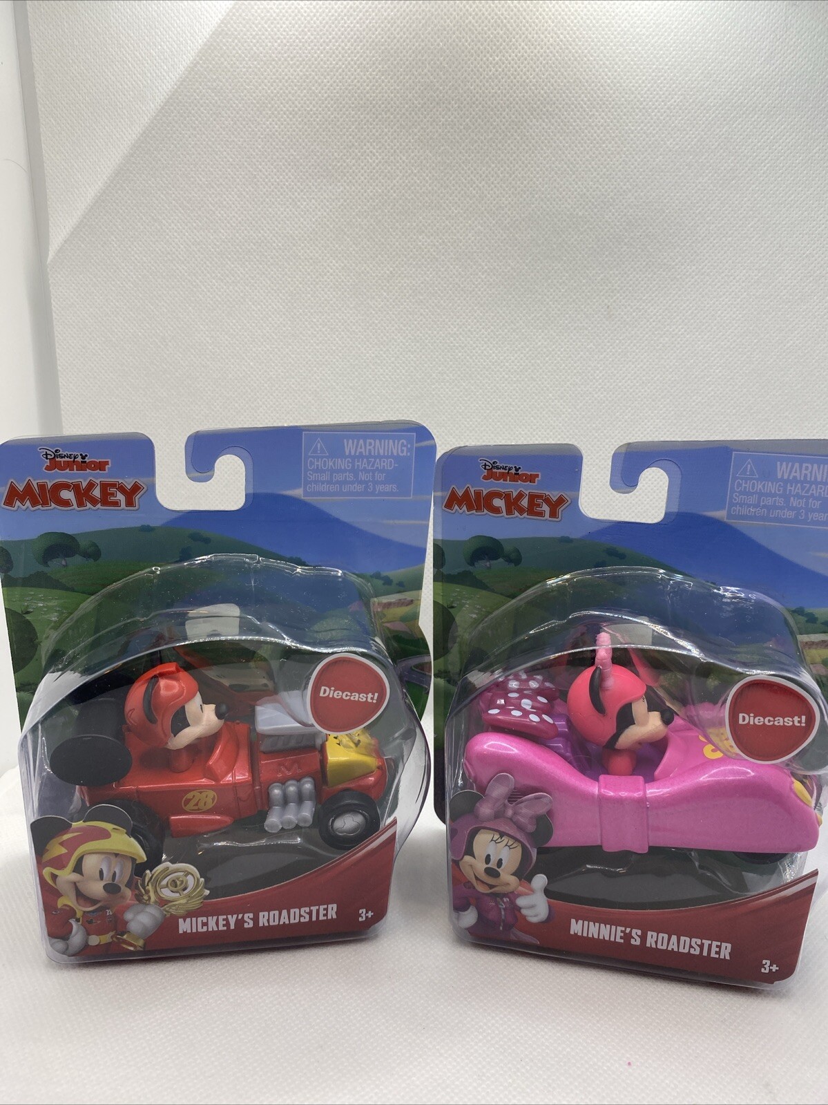 Disney Junior Mickey Roadster Cars: Set of 2 Mickey & Minnie Mouse Die Cast NEW