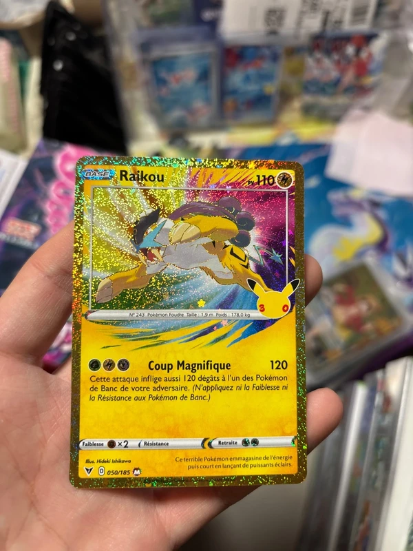 Carte pokemon francais raikou 050/185 reprint 30 ans anniversaire