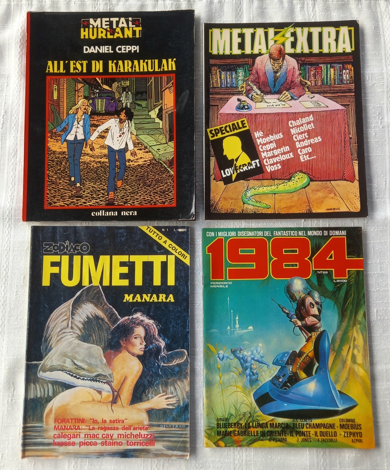 Lotto 4 Fumetti Rari Anni 70/80 - Metal Hurlant, 1984, Manara, Moebius