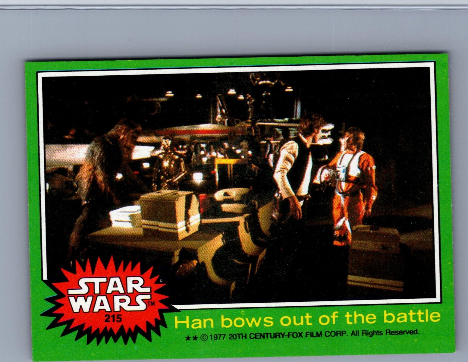 Han Bows Out of the Battle 1977 Topps Star Wars #215 HAN SOLO LUKE SKYWALKER MT