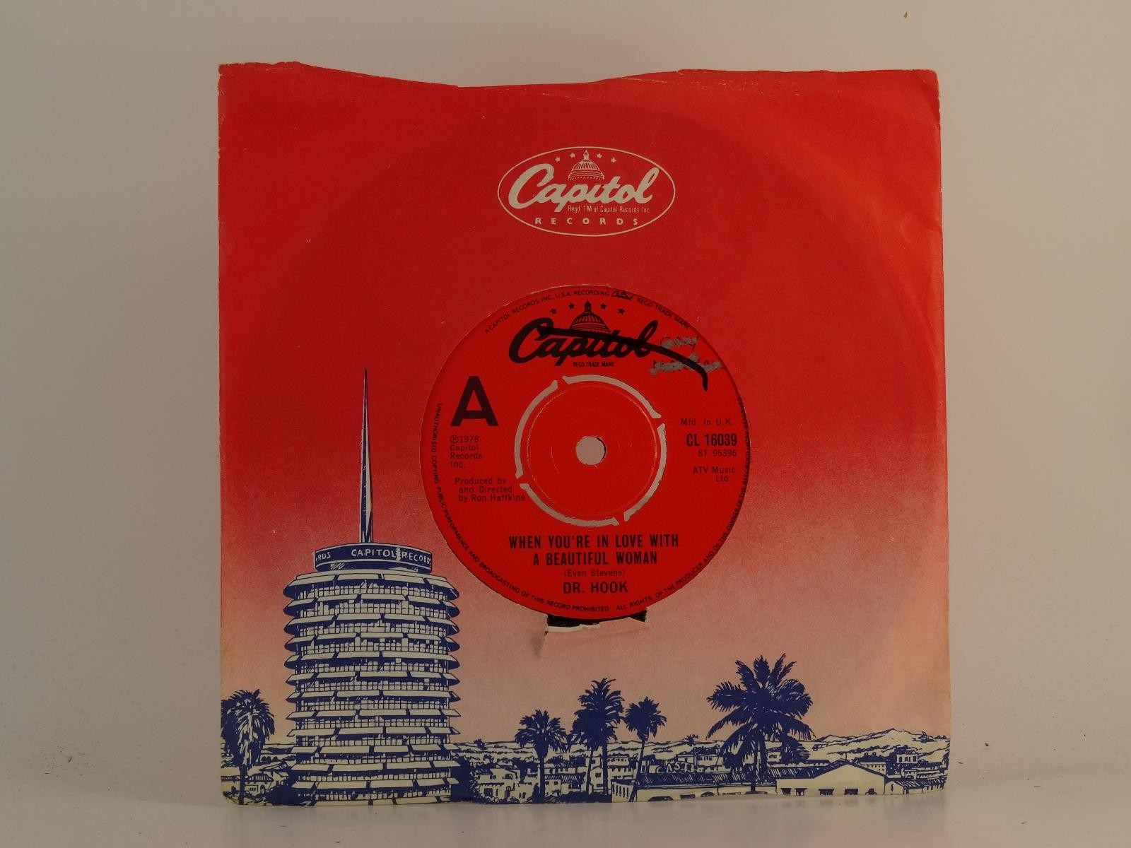 DR HOOK WHEN YOU'RE IN LOVE WITH A BEAUTIFUL WOMAN (86) 2 Track 7" Single includ