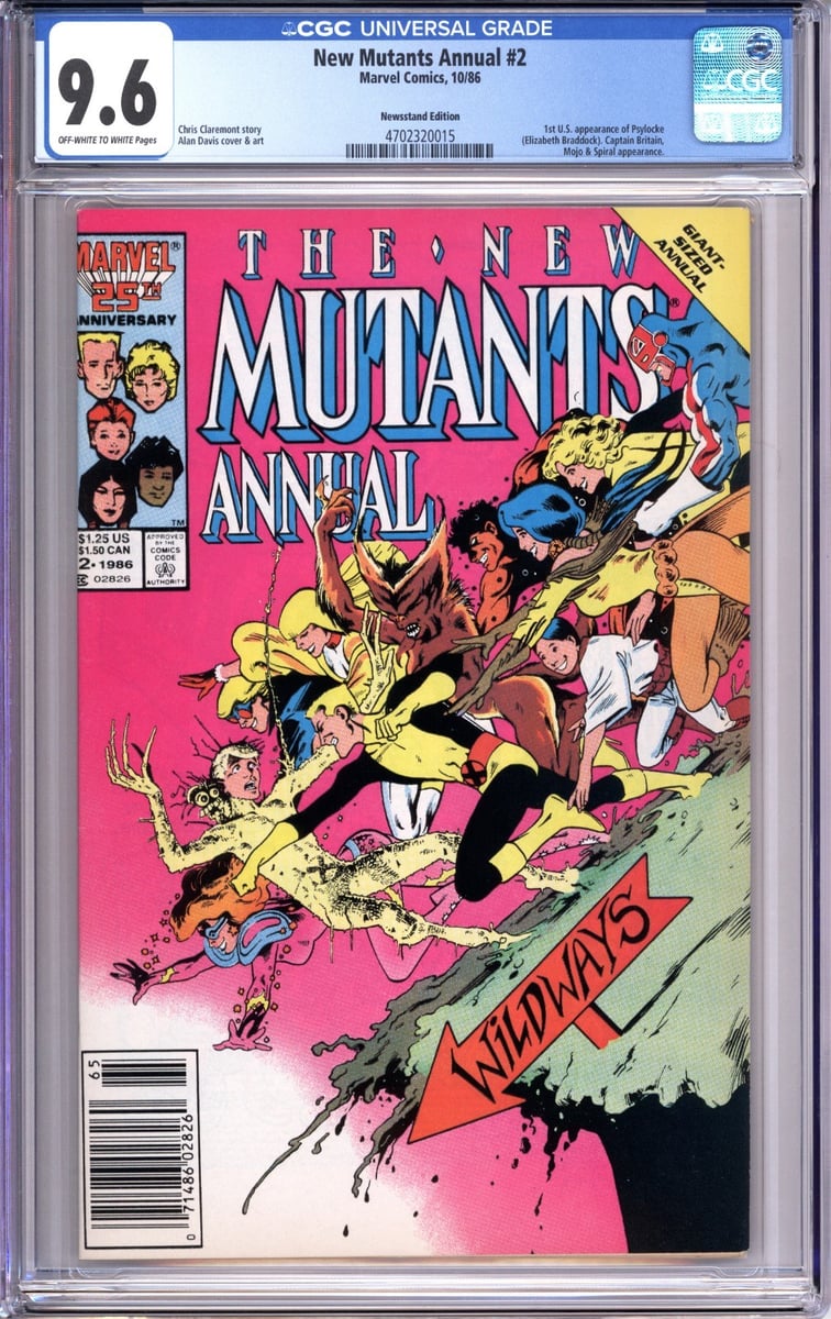 The New Mutants Annual 2 CGC 9.6 NM edicola 1° PSYLOCKE Marvel 4702320015