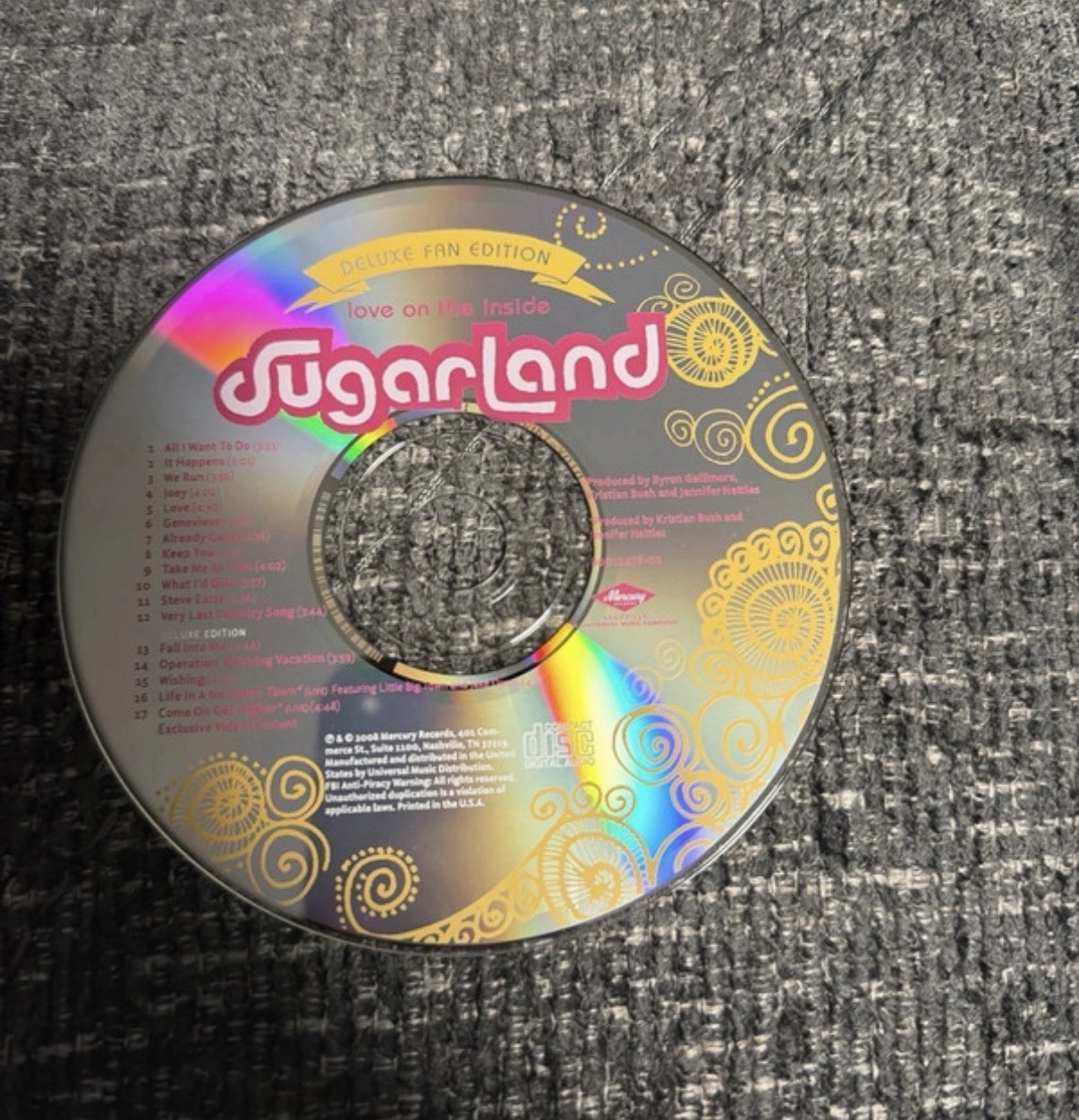 Sugarland Love on the Inside CD Deluxe Fan Edition. No Case.