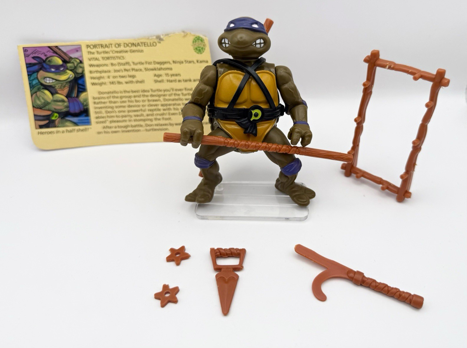 Modellino Playmates TMNT Donatello 1988 con cartoncino tutto originale completo al 100%
