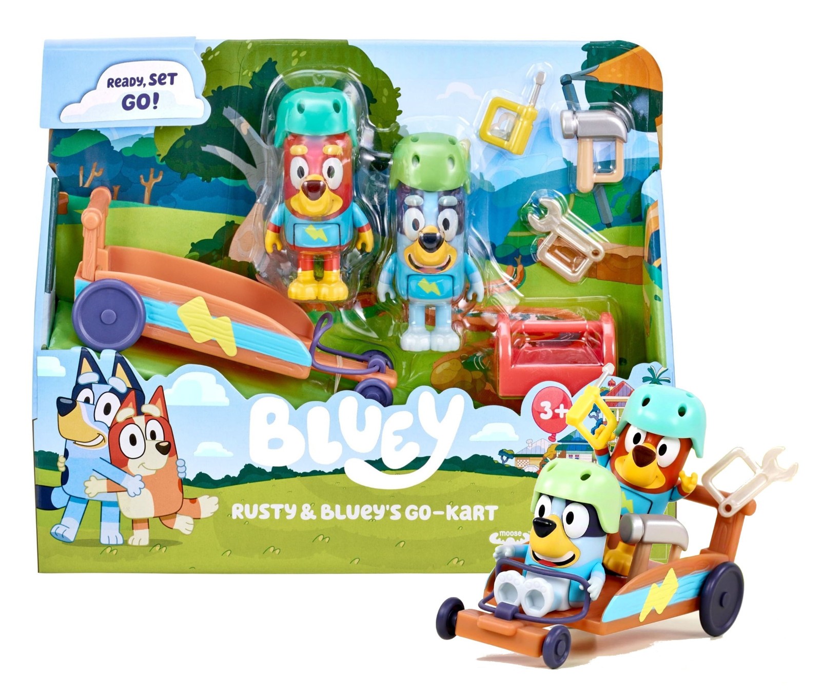 Bluey Rusty & Bluey's Go-Cart Playset New in Box