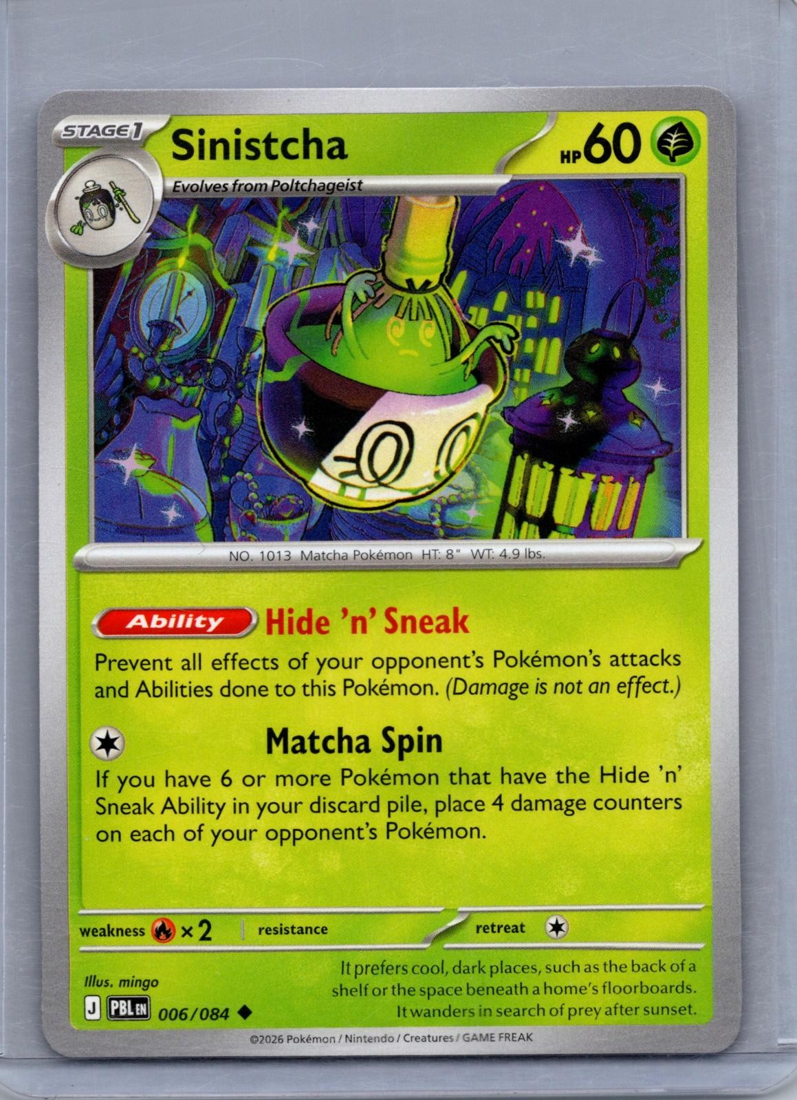 SINISTCHA 006/084 POKEMON NERO PECE NON COMUNE QUASI NUOVO/M