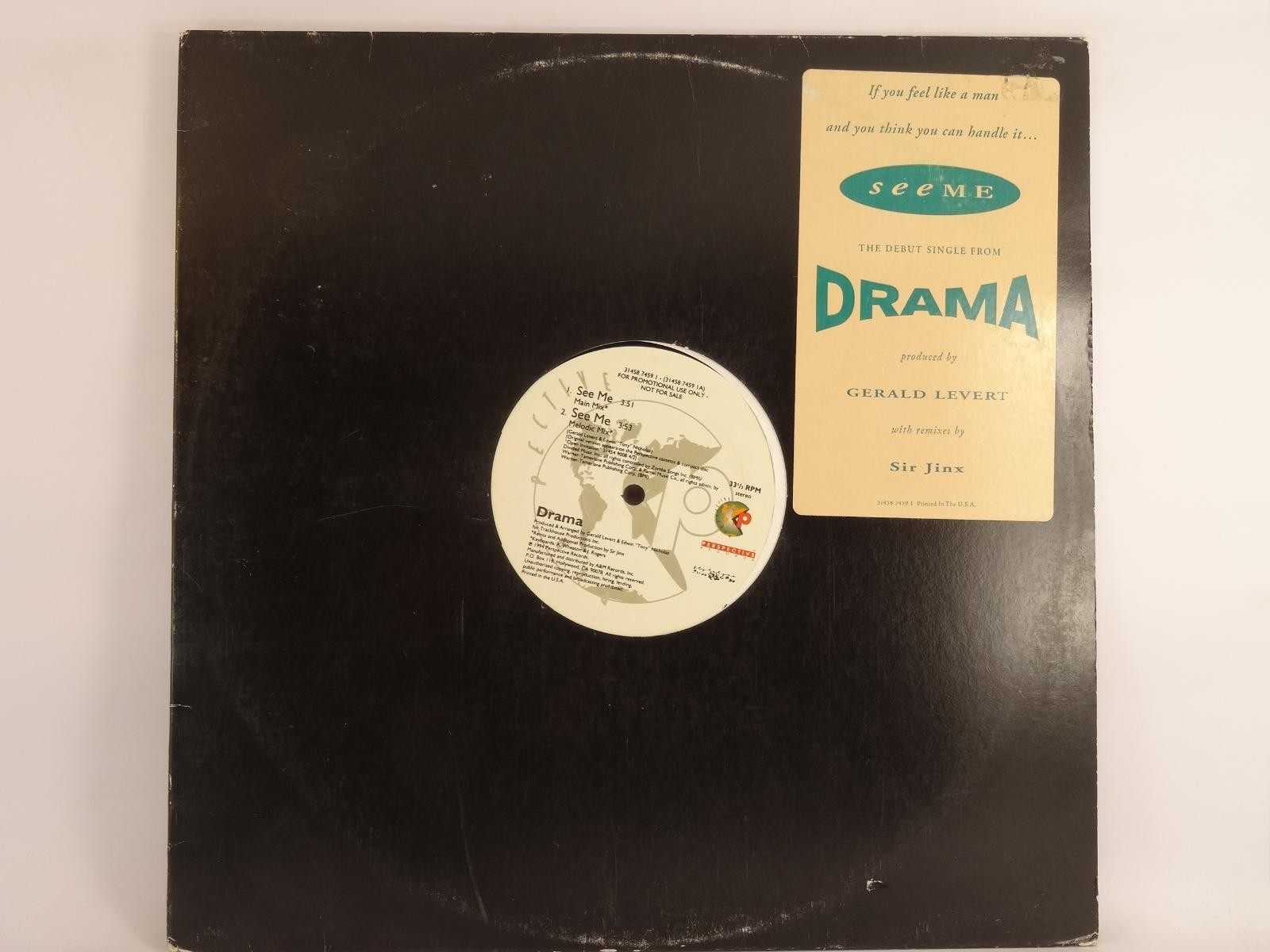 DRAMA SEE ME (145) 4 Track Promo 12" Single including Company Sleeve A&M