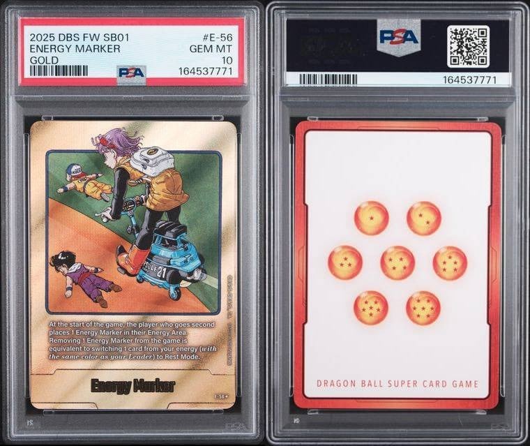 2025 DRAGON BALL SUPER CARD GAME MANGA BOOSTER 01 E-56 GOLD ENERGY MARKER PSA 10