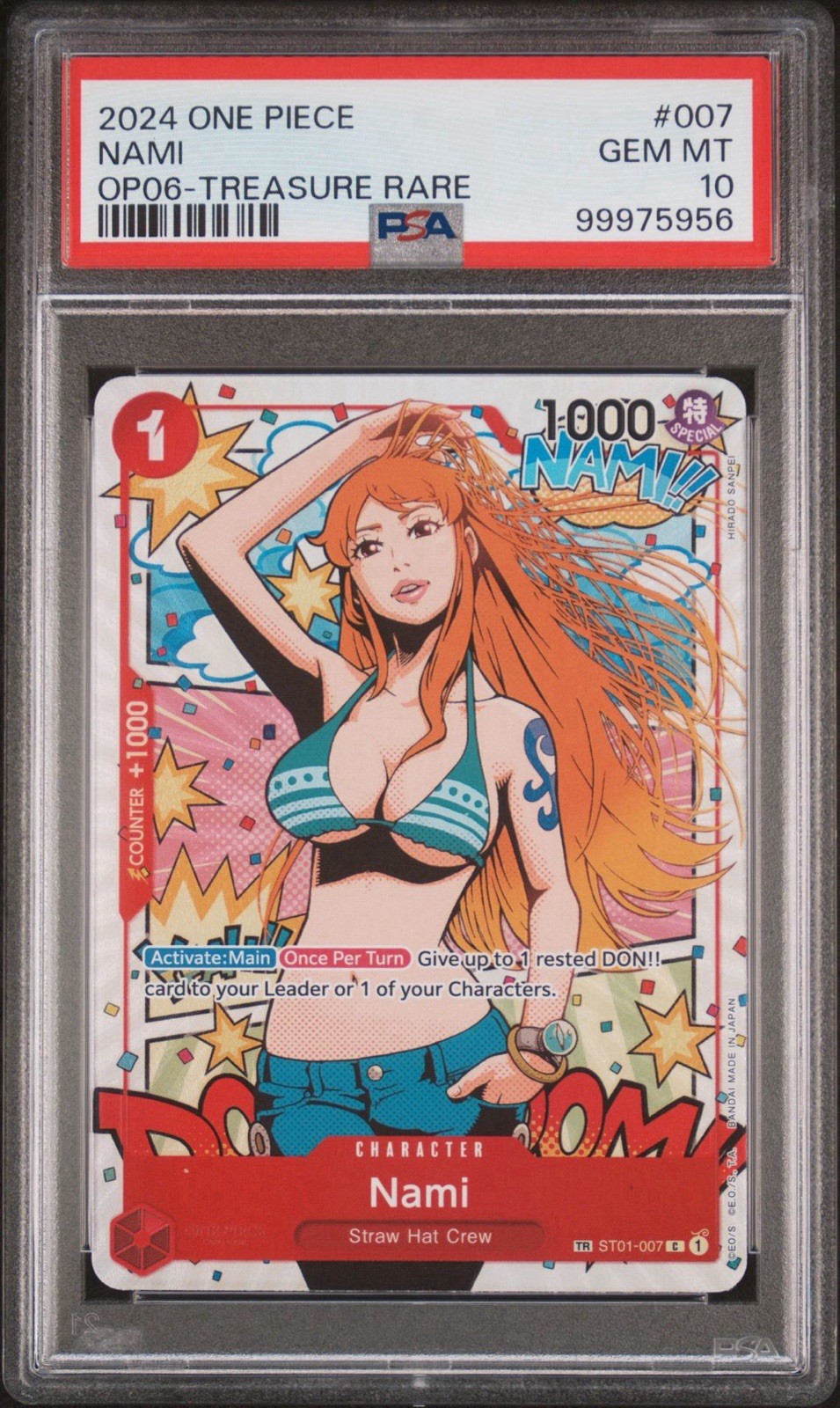 Bandai One Piece CCG Nami ST01-007 OP06 Treasure Rare Foil PSA 10 Eng 2024