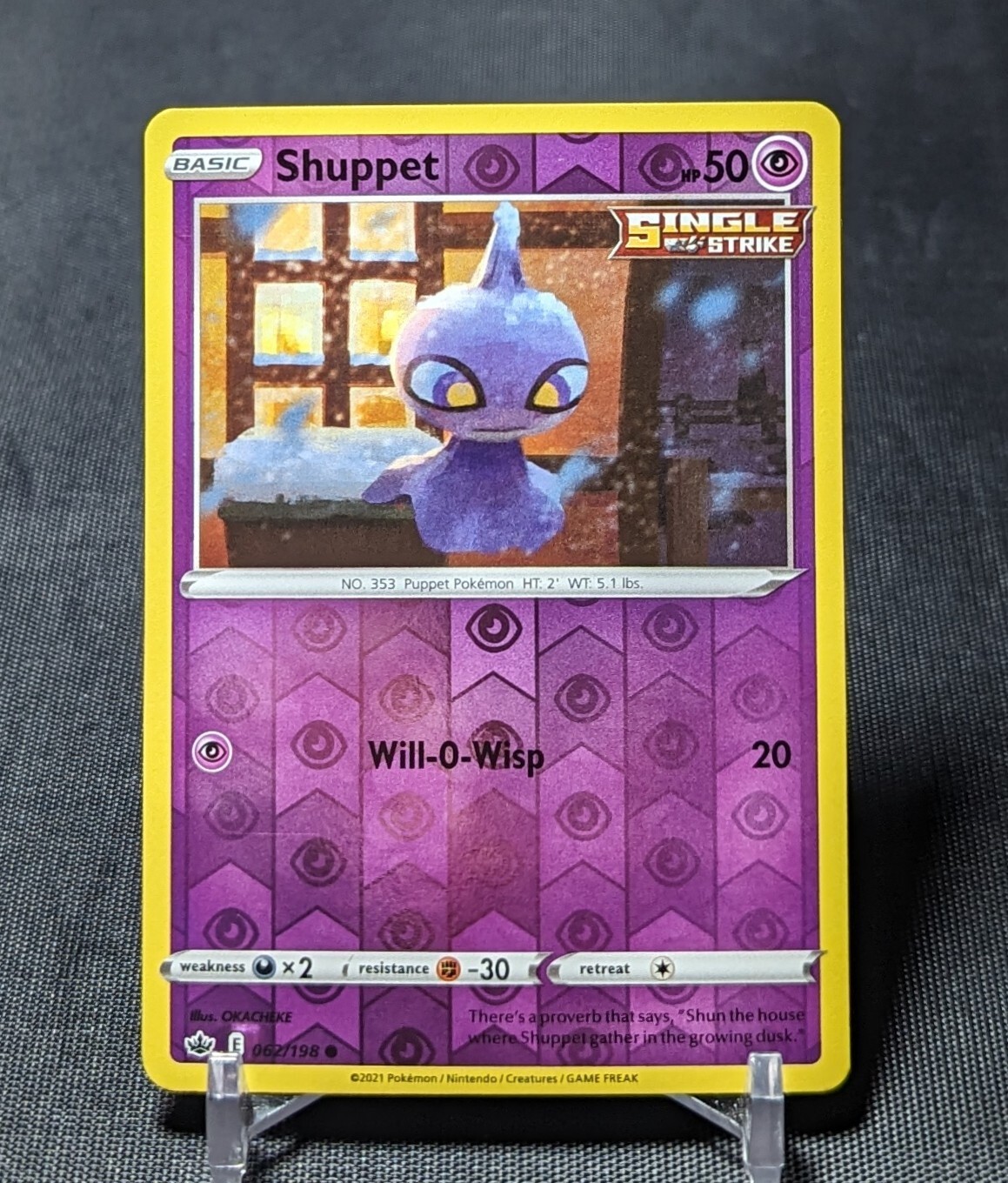 Shuppet Single Strike Comune Reverse Holo Psichico Pokemon Regno Ghiacciante 062/198