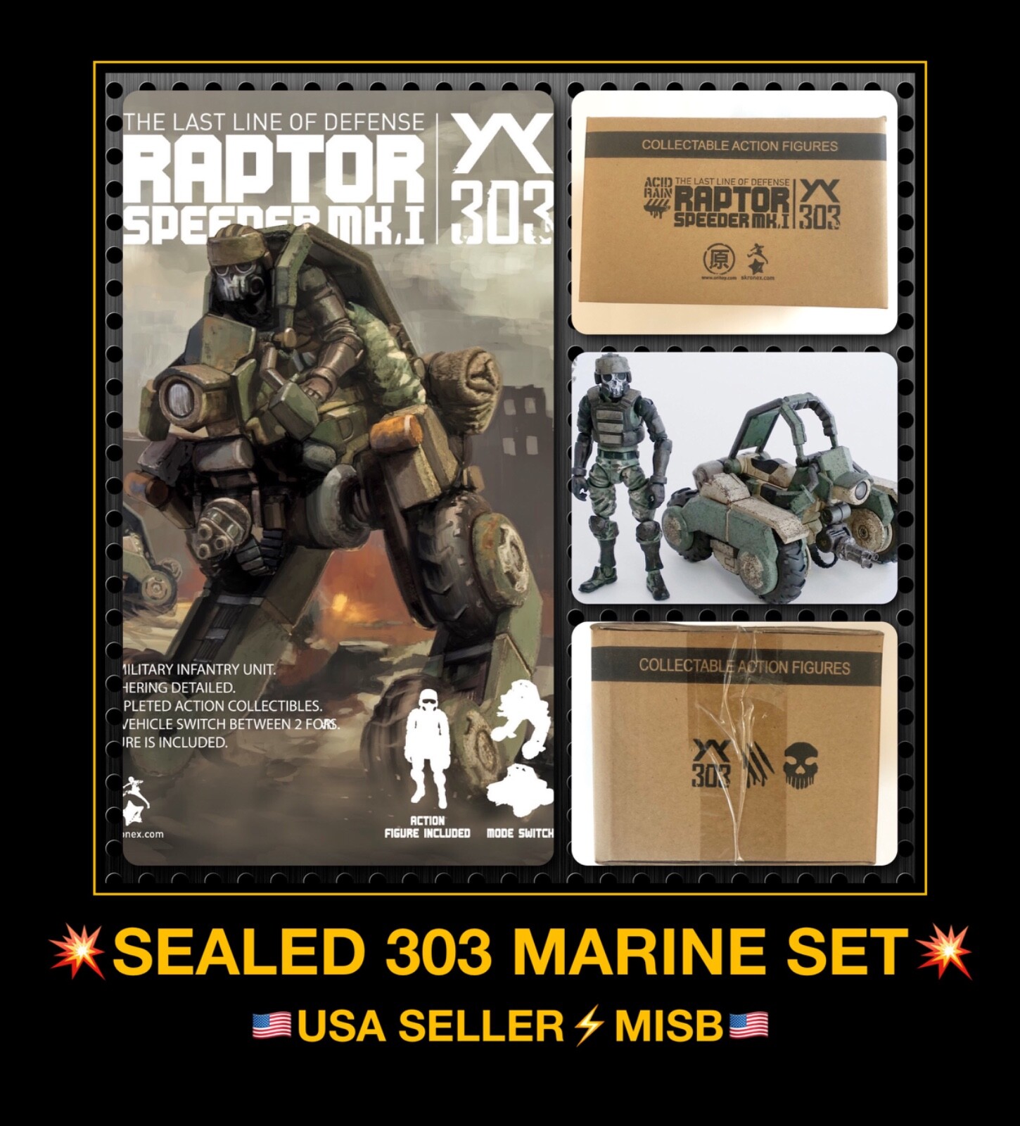 LOTTO SET action figure USA Acid Rain 3,75” 1/18 MARINE SPEEDER MK 1 RAPTOR gi joe