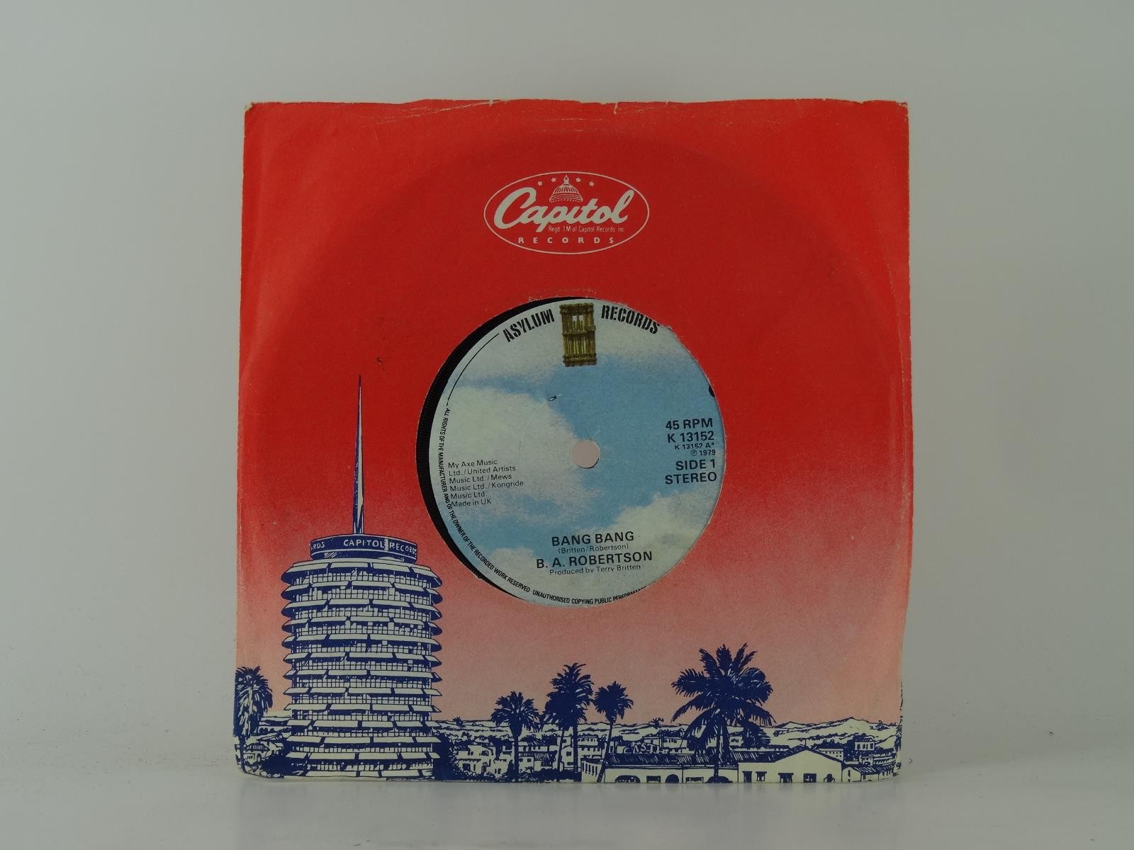 B.A. ROBERTSON BANG BANG (2) (11) 2 Track 7" Single plus Picture Sleeve ASYLUM R