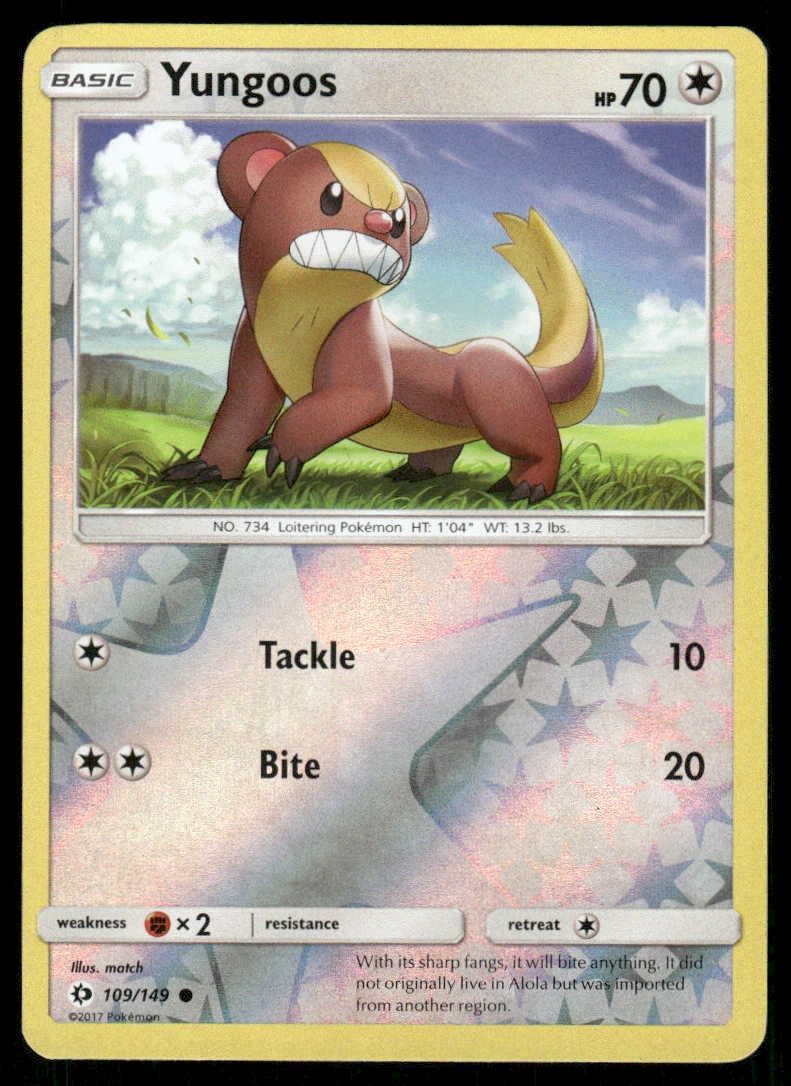 POKEMON YUNGOOS SM SET BASE 109/149 REVERSE HOLO C LP