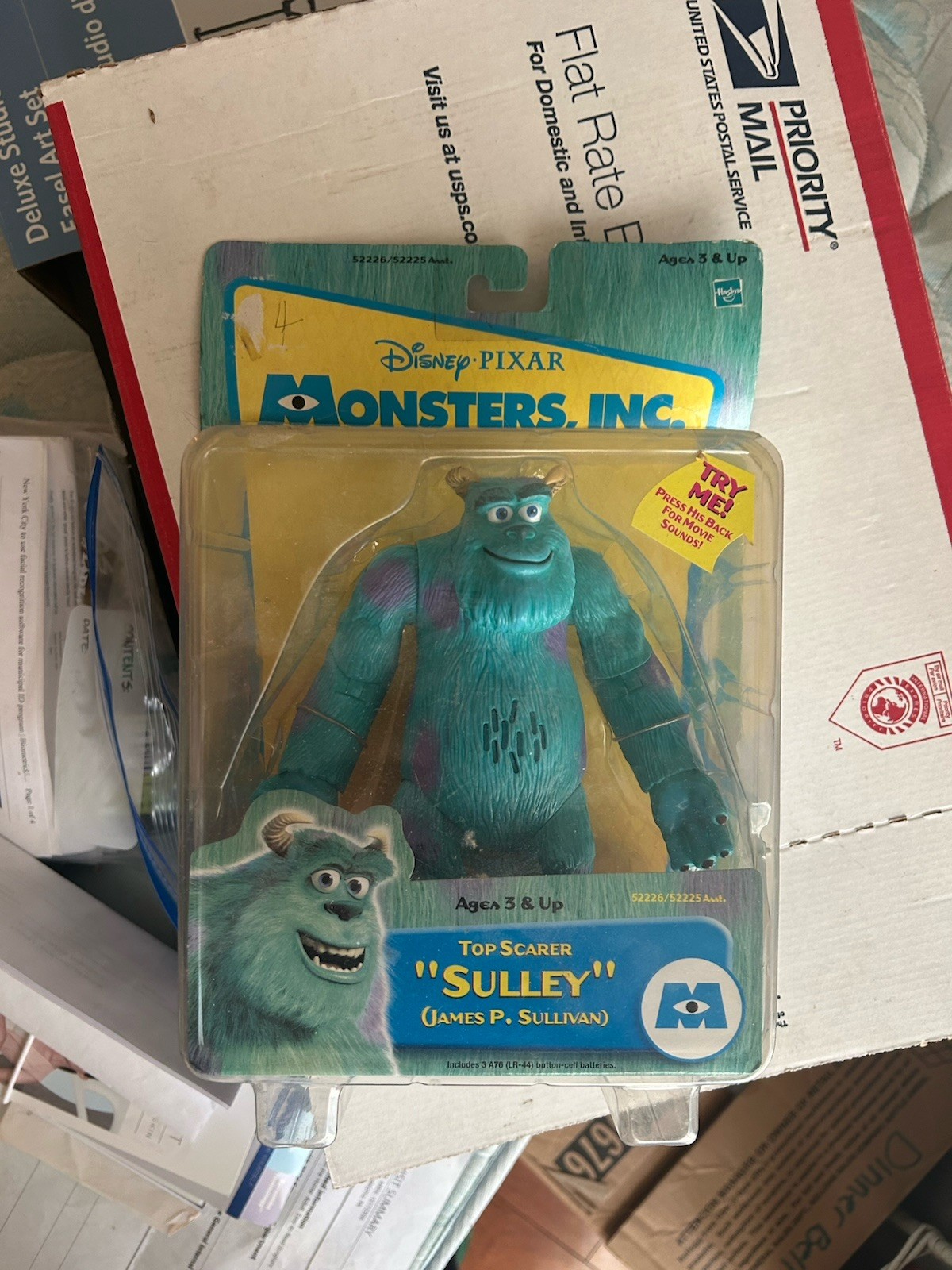 RARE 2001 Disney Pixar Monsters Inc Action Figure Toy Top Scarer Sulley NEW