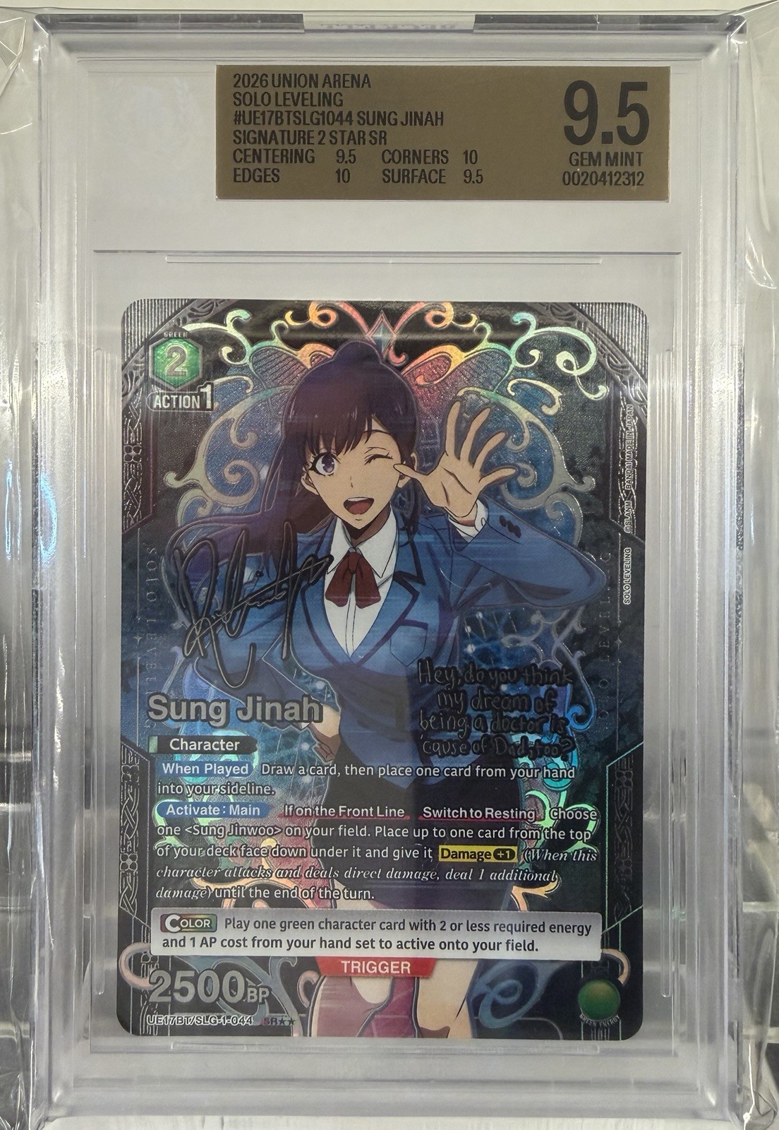 2026 UNION ARENA UE17BT/SLG SOLO LEVELING 2 STAR SIGNATURE SUNG JINAH BGS9.5