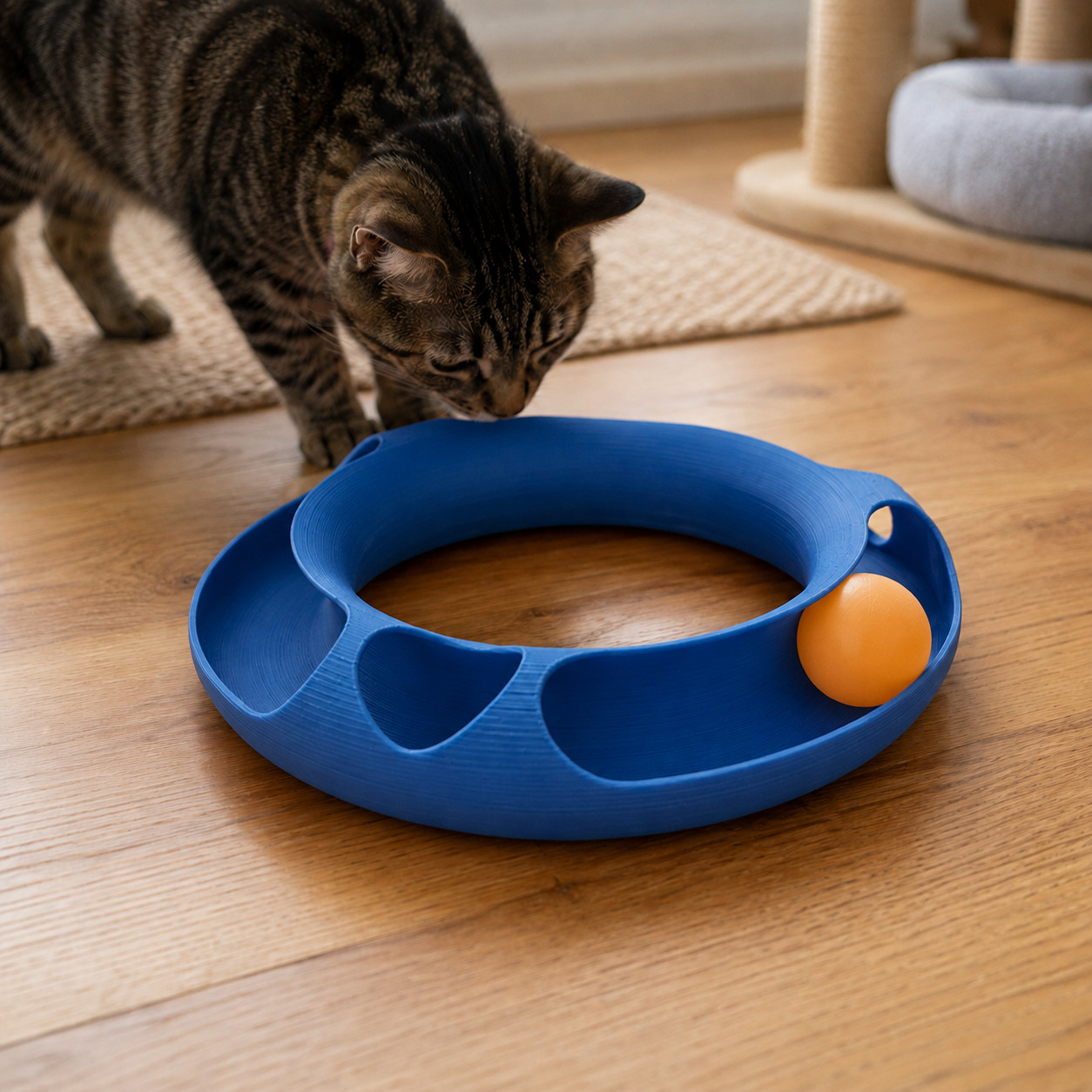 Giocattolo Pista per Gatti Stampata in 3D - Pista Interattiva Rolling Ball Feline | Scegli Colore