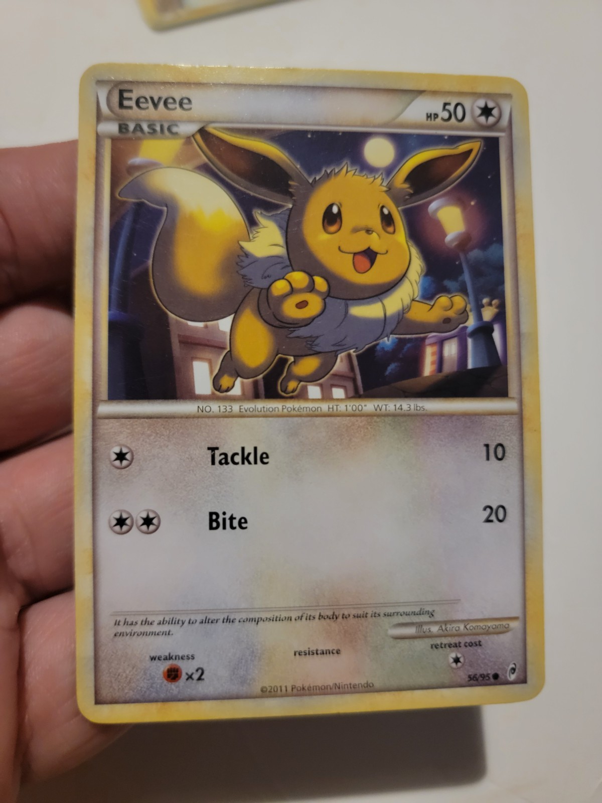 Eevee HP50 2011 Collectible Pokemon Trading Card No. 56/95