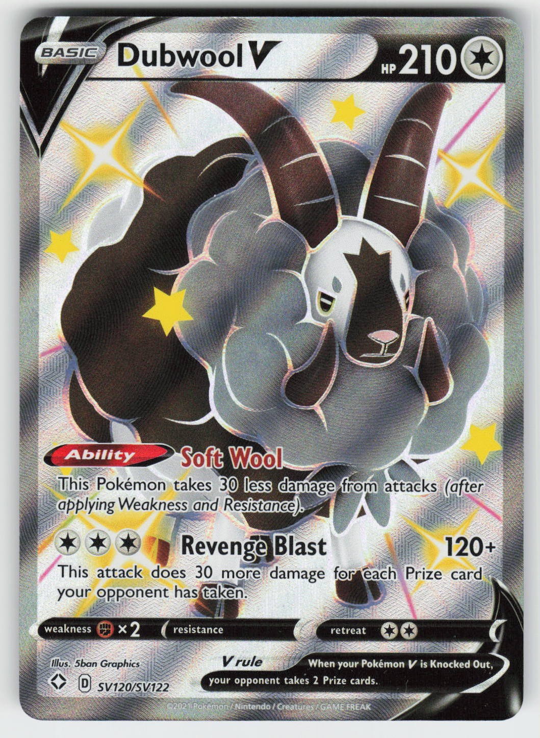 Dubwool V Holo Shiny Holo Rare Shining Fates: Shiny Vault SV120/SV122 NM